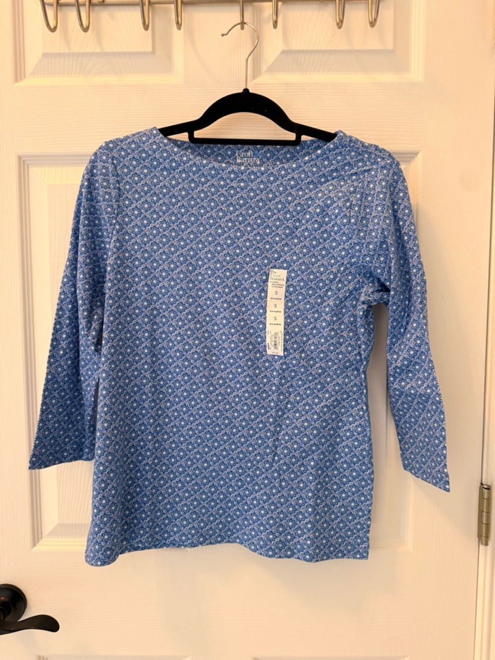 Croft & Barrow Blue The Classic Boatneck 3/4 Sleeve